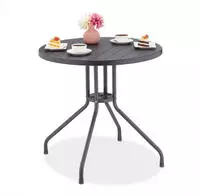 Gartentisch, H X &Oslash;: 75 X 80 Cm, Balkontisch In Holzoptik, Kunststoff & Stahl, Runder
