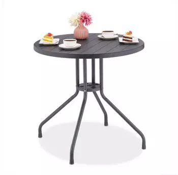 Relaxdays Round garden table 4 persons 80 cm grey