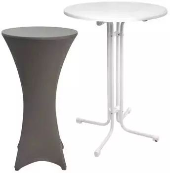 Beautissu Stehtisch mit Husse, klappbar, rund, Anthrazit, 70x110cm