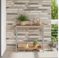 vidaXL Tisch f&uuml;r Outdoor mit Regal Nat&uuml;rlich und Grau 80 x 35 x 75 cm