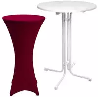 Outdoor Stehtisch Sylt, Klappbar, &Oslash;80cm, Bordeaux, Mit Husse