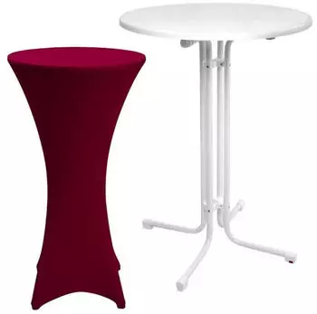 Beautissu Stehtisch klappbar mit Husse Kunststoff Rund 80x110cm