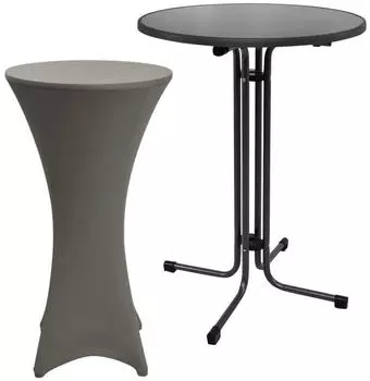 Beautissu Stehtisch Sylt klappbar mit Husse &Oslash;70cm, Anthrazit