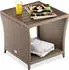 Casaria Polyrattan Beistelltisch 40x45x45cm Akazienholz Creme
