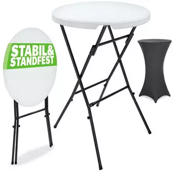 Casaria Stehtisch Wei&szlig; mit Husse &Oslash;72x110cm Anthrazit