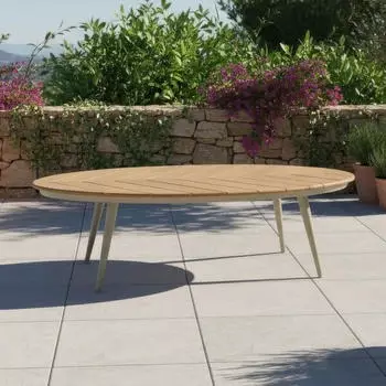 LC Home Loungetisch 110x69cm Aluminium/Teak Natur/Taupe
