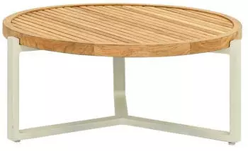 Applebee Monaco Loungetisch &Oslash;75cm Aluminium/Teak Wei&szlig;/Natur/Hellgrau