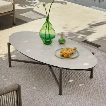 Applebee Bora Bora Loungetisch 130x65cm Aluminium/Sinterstone Natur/Taupe