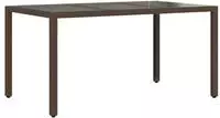 vidaXL Gartentisch mit Glasplatte Braun 150x90x75 cm Poly Rattan