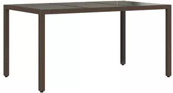 vidaXL Gartentisch mit Glasplatte Braun 150x90x75 cm Poly Rattan (365534)