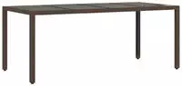 vidaXL Gartentisch mit Glasplatte Braun 190x90x75 cm Poly Rattan