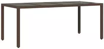 vidaXL Gartentisch mit Glasplatte Braun 190x90x75 cm Poly Rattan (365540)