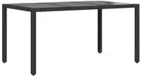 vidaXL Gartentisch mit Glasplatte Schwarz 150x90x75 cm Poly Rattan