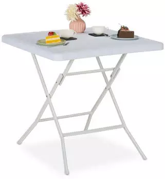 Relaxdays Square folding garden table 4 persons 78 x 78 x 74 cm white