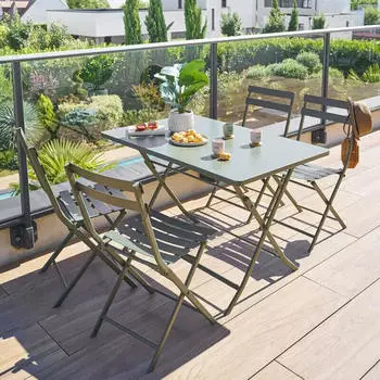 Hespéride Greensboro rectangular folding garden table 4 persons laurel green
