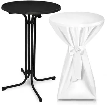 Beautissu Stehtisch klappbar mit Husse, Metall, rund, 60x110cm