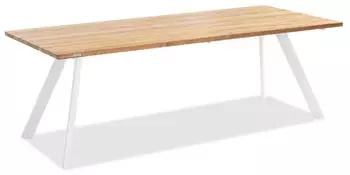 Niehoff Noah Gartentisch 200x95cm, Stativprofil Ivory, Teak geb&uuml;rstet