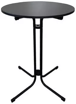 Chefgastro Stehtisch Bistrotisch klappbar mit Husse, rund &Oslash;80x110cm, Stahl/MDF, schwarz (RYL2-01)