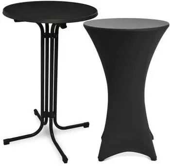 Beautissu Stehtisch Bistrotisch klappbar mit Husse, Metall, Schwarz, Rund 60x110cm