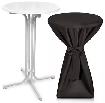 Beautissu Stehtisch klappbar mit Husse, Metall, rund, 80x110x80cm