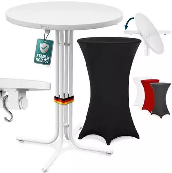 Casaria Stehtisch mit Husse klappbar, rund &Oslash;70cm, 110cm hoch, pulverbeschichtet (997447)