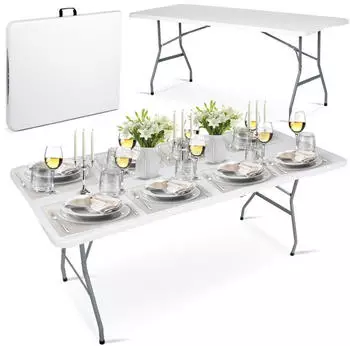 Plonos Klapptisch 180x74cm mit Tragegriff, Wei&szlig;