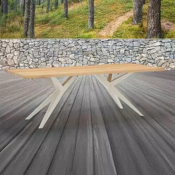 Musterring D&auml;nemark Gartentisch 240x95cm Edelstahl/Teak Natur
