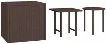 vidaXL Garten-Beistelltische 3 Stk. Braun Poly Rattan