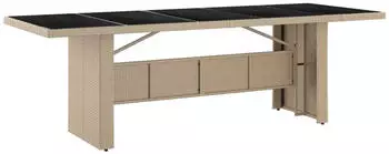 vidaXL Gartentisch mit Glasplatte Beige Poly Rattan & Hartglas (319557)