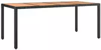 vidaXL Gartentisch mit Holzplatte Schwarz Poly Rattan & Akazienholz