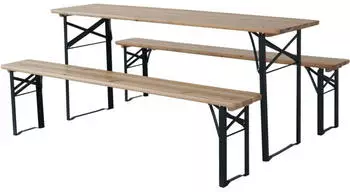 Habitat et Jardin Lisbon Klappbarer Brasserie-Gartentisch mit 2 B&auml;nken, 176x46x75cm, Braun