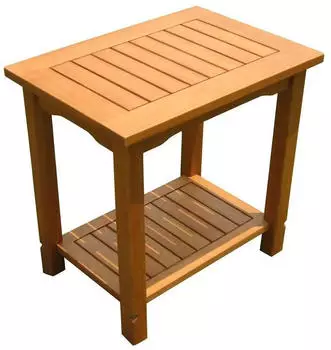 Spetebo Beistelltisch Eukalyptus geölt 50x35cm 2 Ablagen (985142)