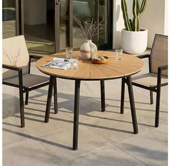 Idimex Agape Gartentisch rund, WPC-Tischplatte Holzoptik, Aluminiumgestell, &Oslash;120cm (Agape)