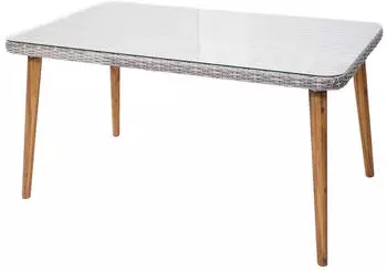 MCW H65 Poly-Rattan Esstisch Akazie 150x90cm, grau (MCW-H65)