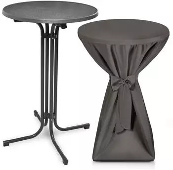 Beautissu Stehtisch klappbar mit Husse, Metall, rund, Anthrazit, 60x110cm