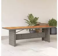 vidaXL Gartentisch mit Akazienholz-Platte Grau 240x90x75cm Poly Rattan