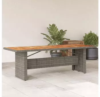 vidaXL Gartentisch mit Akazienholz-Platte Grau 240x90x75cm Poly Rattan (365596)