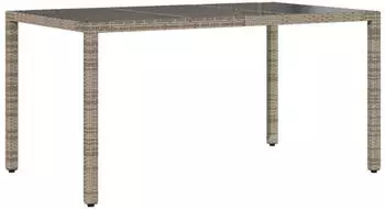 vidaXL Gartentisch mit Glasplatte Grau 150x90x75 cm Poly Rattan (365532)