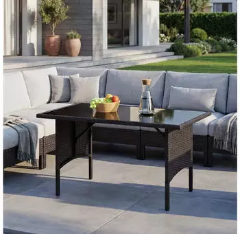 MCW MCW-G16 Poly-Rattan Gartentisch rechteckig, schwarz, 112x68x60cm (MCW-G16)