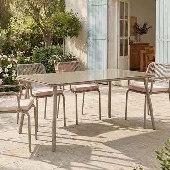 Idimex Volonte Gartentisch 160x90cm Glasplatte Aluminiumgestell, Champagner