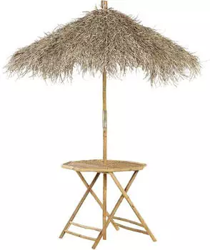 Beliani Molise bamboo bistro table with parasol round white