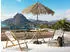 Beliani Molise bamboo bistro table with parasol round white