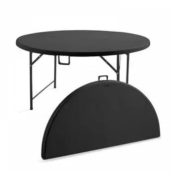 Oviala Runder Klapptisch für 8 Personen, Schwarz, Kunststoff (104472)