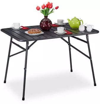 Relaxdays Klapptisch Metall Anthrazit, 110x74.5x70.5cm