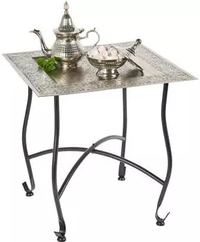 Marrakesch Orient & Mediterran Interior Sule Beistelltisch Klapptisch Metall quadratisch Silber (di-0769-eck-sil)