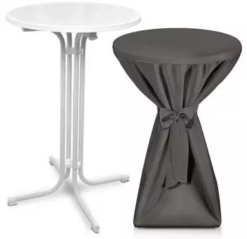 Beautissu Stehtisch mit Husse, klappbar, rund, Metall, Anthrazit, 60x110cm