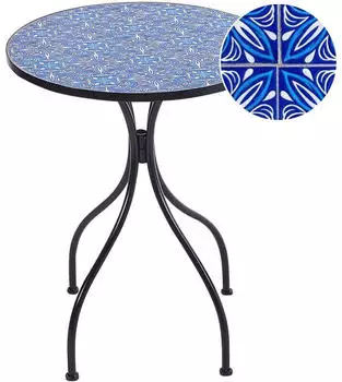 Beliani Cigliano Bistrotisch Rund 60cm Metall Schwarz Mosaik (Cigliano)