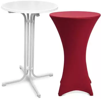 Beautissu Stehtisch mit Husse, klappbar, rund, Bordeaux, Metall, &Oslash;80x110cm