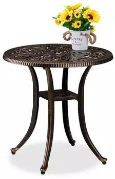 Relaxdays Gartentisch Rund Metall Vintage 53x53x53cm