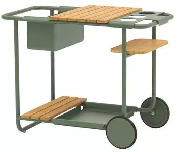 Zebra Somerset Servierwagen Aluminium/Teak Grün